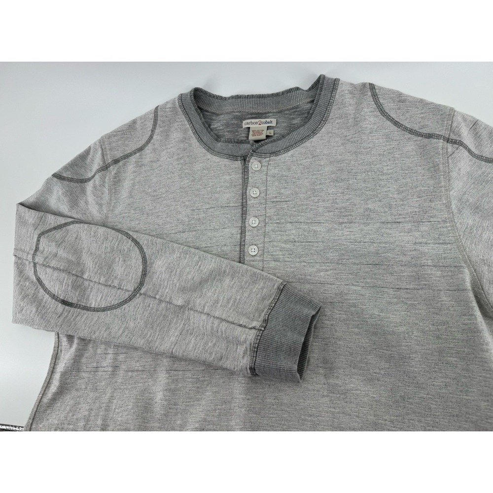 Carbon 2 Cobalt Men's L Crewneck‎ Button Henley Gray